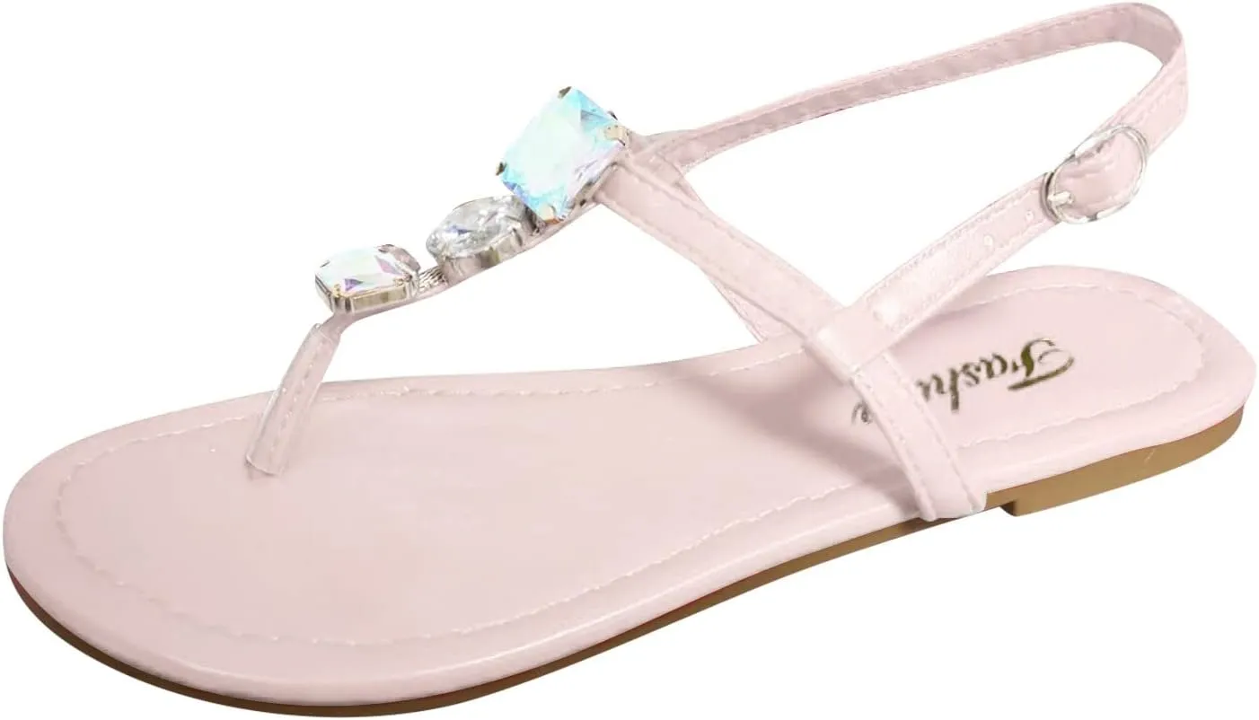 Women'S Sandals Bohemia Flat Wedding Dress shoes Gem Pearl Sparkling Bridal Bridesmaid Sandals For Summer Part