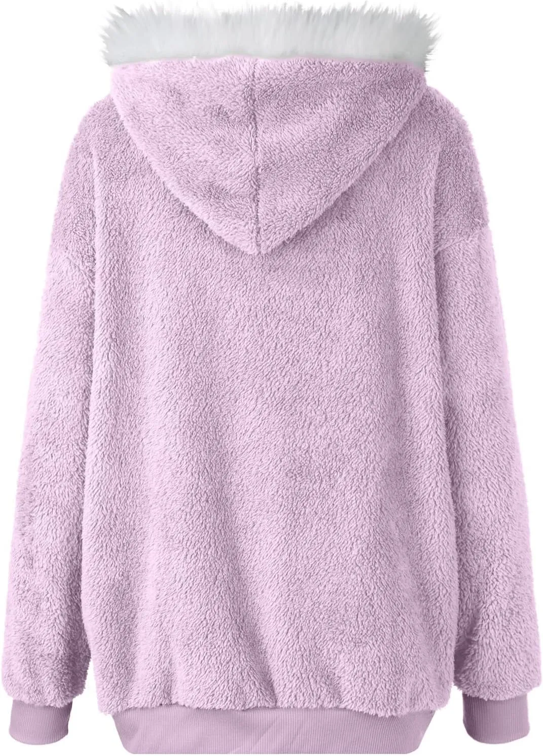 Womens Sherpa Jacket Fuzzy Zip Up Hoodie Oversized Fleece Jackets Fluffy Coat with Pockets