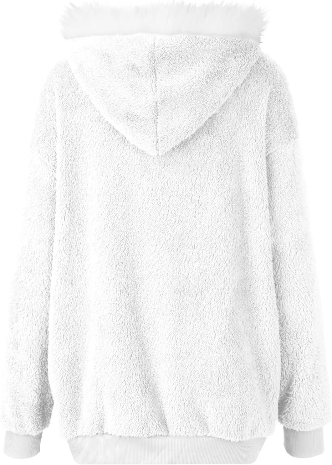 Womens Sherpa Jacket Fuzzy Zip Up Hoodie Oversized Fleece Jackets Fluffy Coat with Pockets