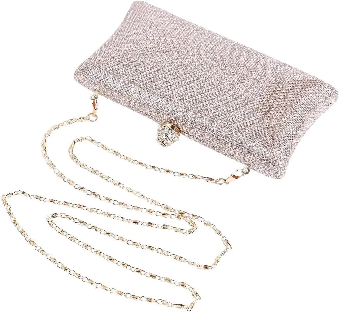 Womens Shining Rhinstone Clasp Hardcase Clutch Evening Bag