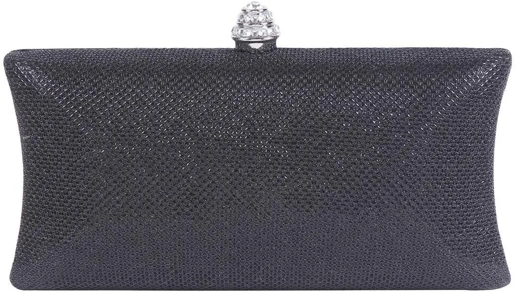 Womens Shining Rhinstone Clasp Hardcase Clutch Evening Bag