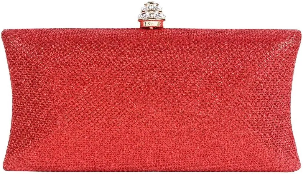 Womens Shining Rhinstone Clasp Hardcase Clutch Evening Bag