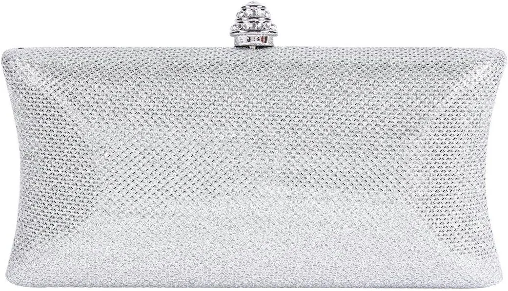 Womens Shining Rhinstone Clasp Hardcase Clutch Evening Bag