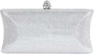 Womens Shining Rhinstone Clasp Hardcase Clutch Evening Bag