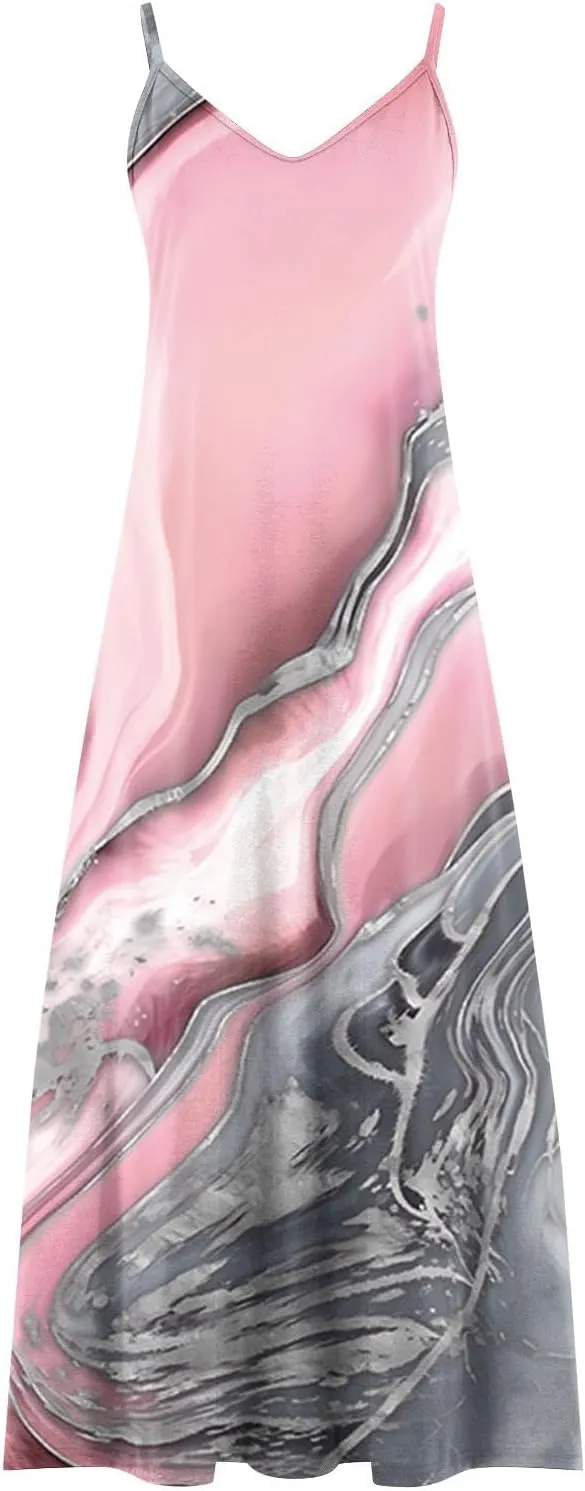 Womens Sleeveless Slip Dresses Loose Fit Dresses for Women V Neck Beach Hawaiian Maxi Long Summer Fall Dresses 2025