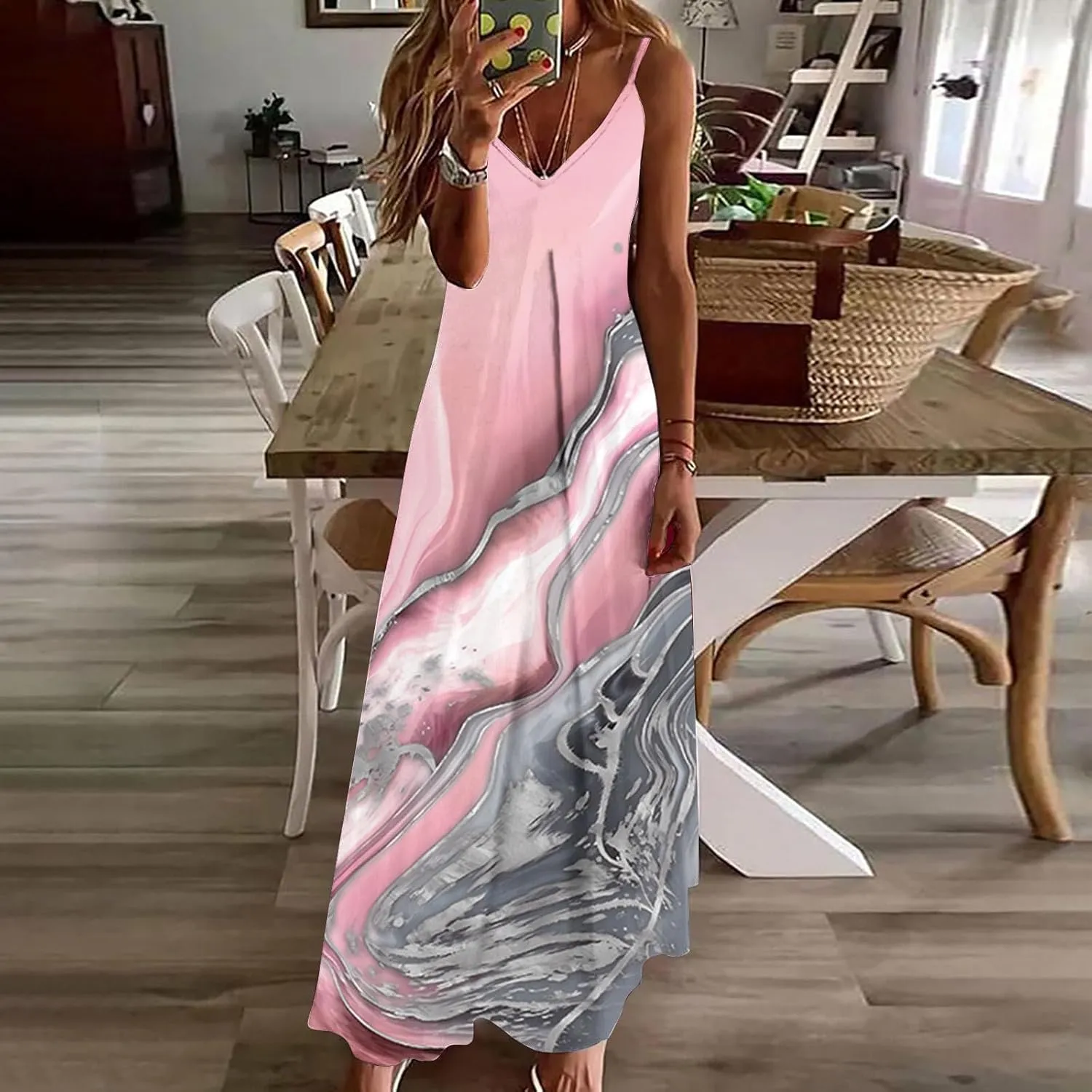 Womens Sleeveless Slip Dresses Loose Fit Dresses for Women V Neck Beach Hawaiian Maxi Long Summer Fall Dresses 2025