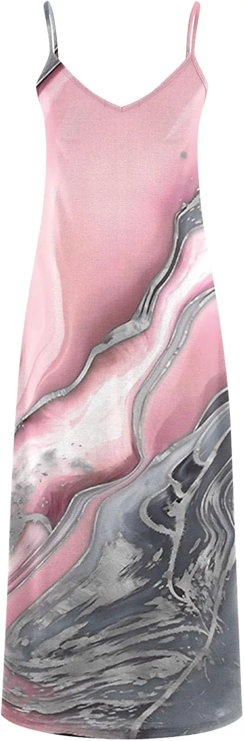 Womens Sleeveless Slip Dresses Loose Fit Dresses for Women V Neck Beach Hawaiian Maxi Long Summer Fall Dresses 2025