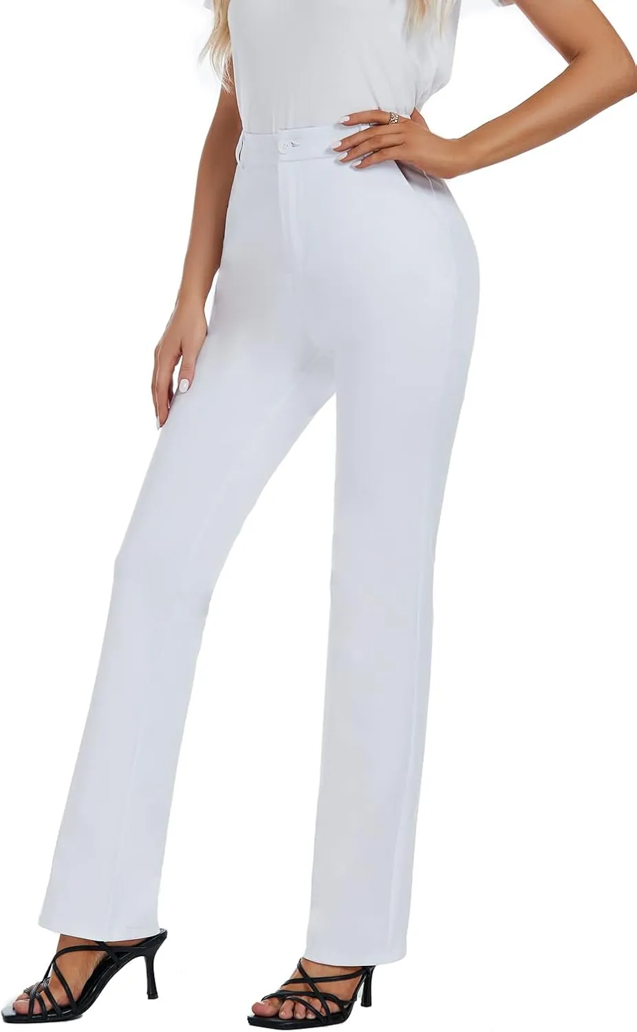 Women's Stretchy Straight Leg Dress Work Pants Business Office Casual Slacks with Pockets