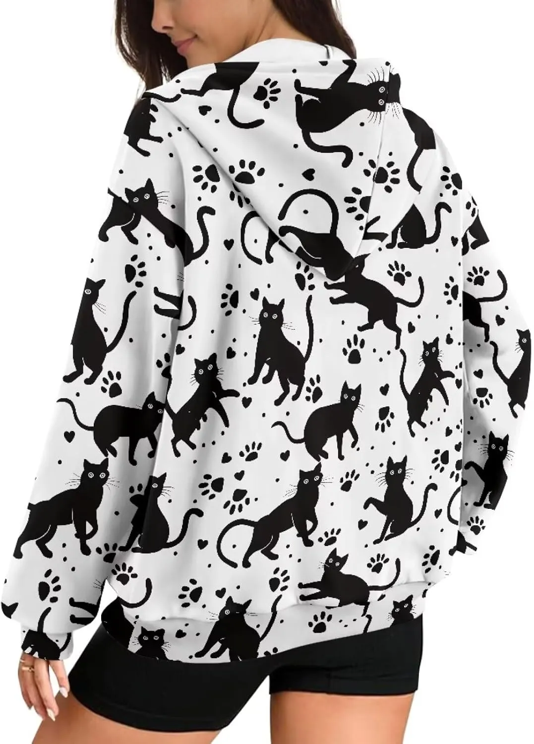 Women's Stylish Full-Zip Hoodies Oversized Hooded Sweatshirt Drawstring Long Sleeve Y2k Clothes with Pockets