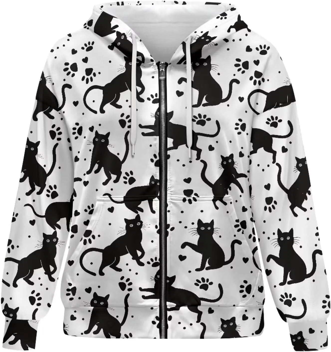 Women's Stylish Full-Zip Hoodies Oversized Hooded Sweatshirt Drawstring Long Sleeve Y2k Clothes with Pockets