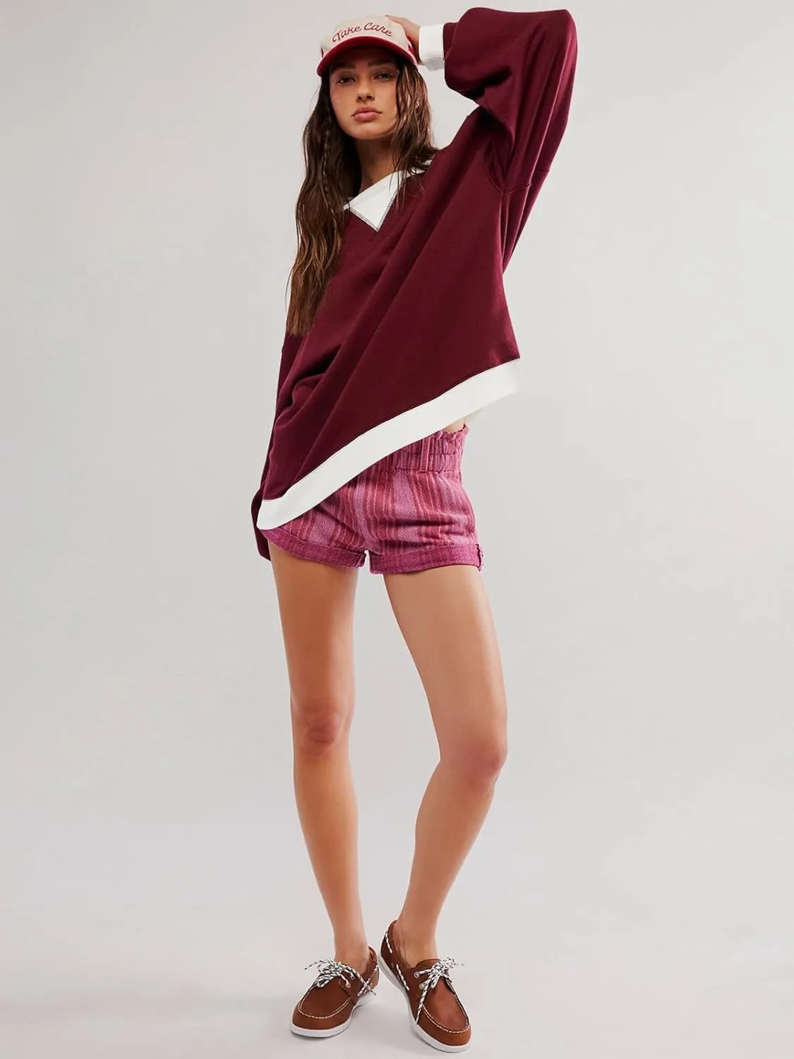Women's Sweatshirt Fall Casual Crew Neck Pullover Loose Long Sleeve Tops Color Block Hoodies Oversized Shirts