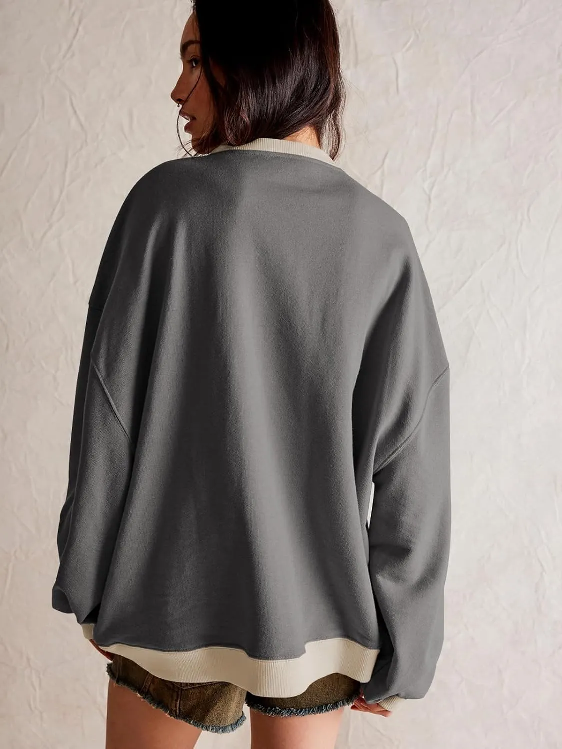 Women's Sweatshirt Fall Casual Crew Neck Pullover Loose Long Sleeve Tops Color Block Hoodies Oversized Shirts
