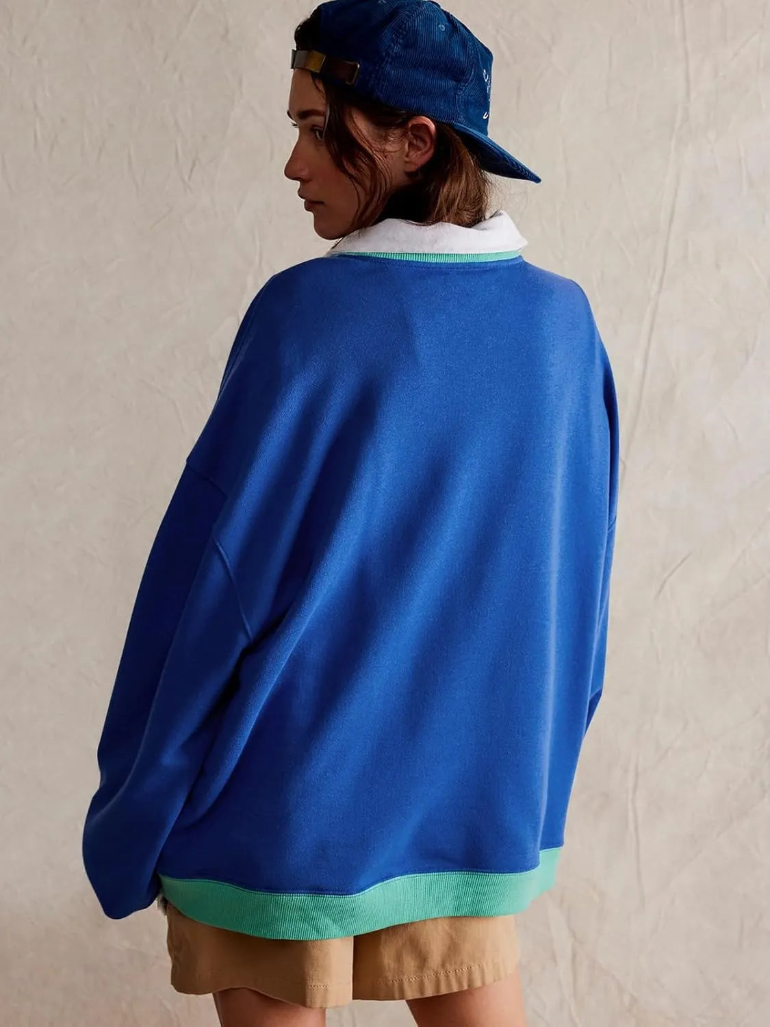 Women's Sweatshirt Fall Casual Crew Neck Pullover Loose Long Sleeve Tops Color Block Hoodies Oversized Shirts