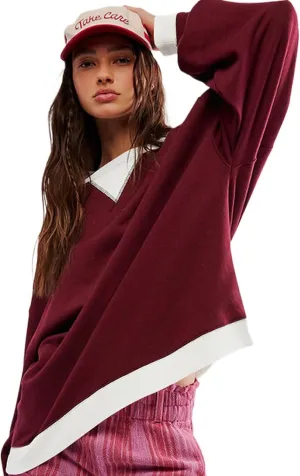 Women's Sweatshirt Fall Casual Crew Neck Pullover Loose Long Sleeve Tops Color Block Hoodies Oversized Shirts
