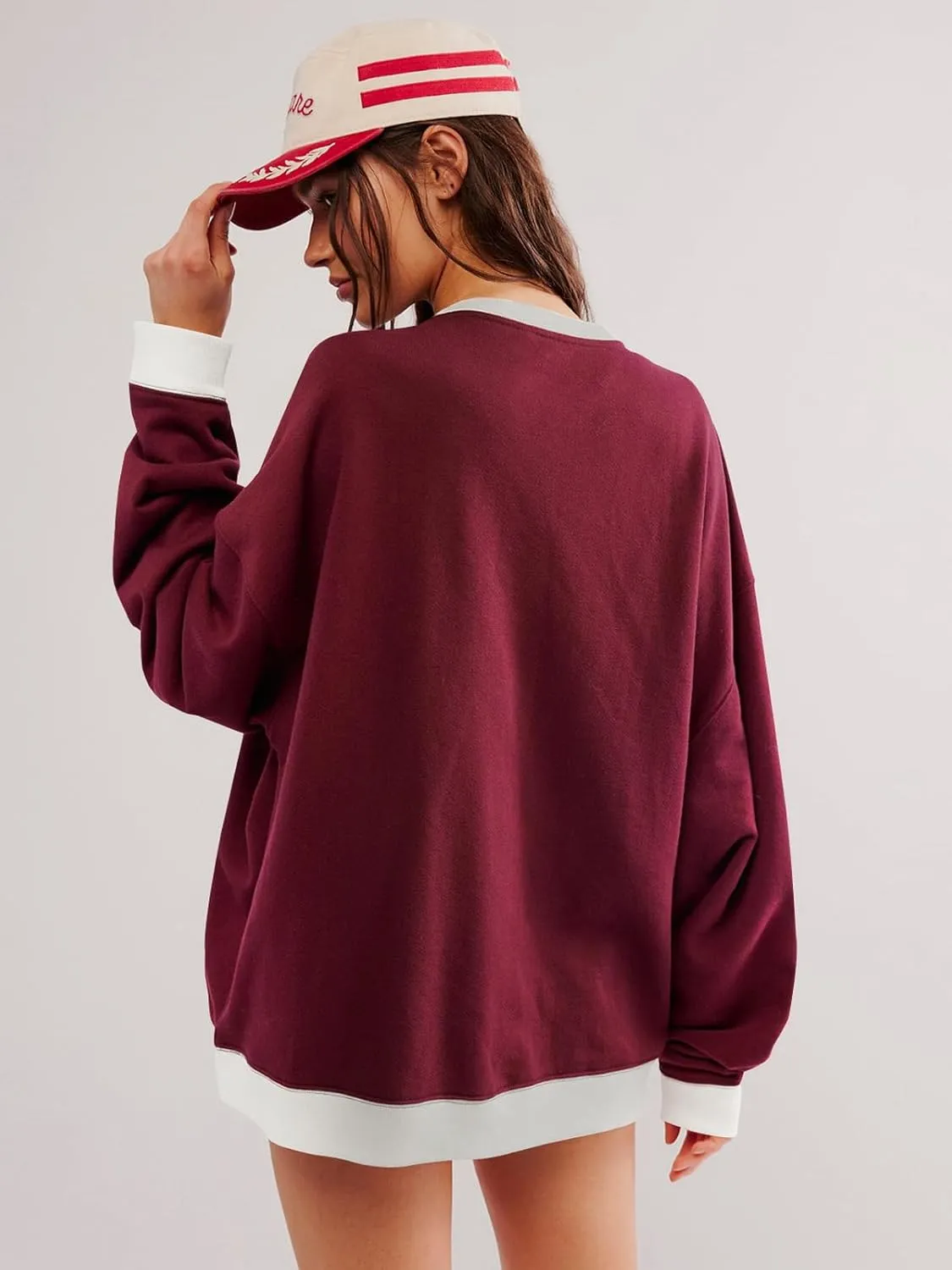 Women's Sweatshirt Fall Casual Crew Neck Pullover Loose Long Sleeve Tops Color Block Hoodies Oversized Shirts