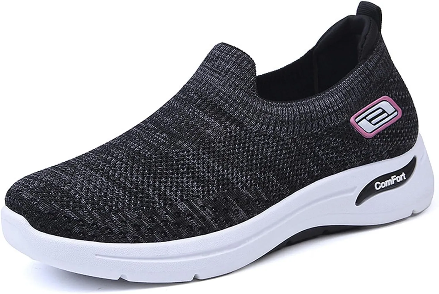 Womens Tennis Shoes Soft Knitted Fabric Mesh Casual Non Slip Sneakers Breathable Lightweight with Arch Support Slip On Walking Shoes Comfort Wear Orthowear Shoe