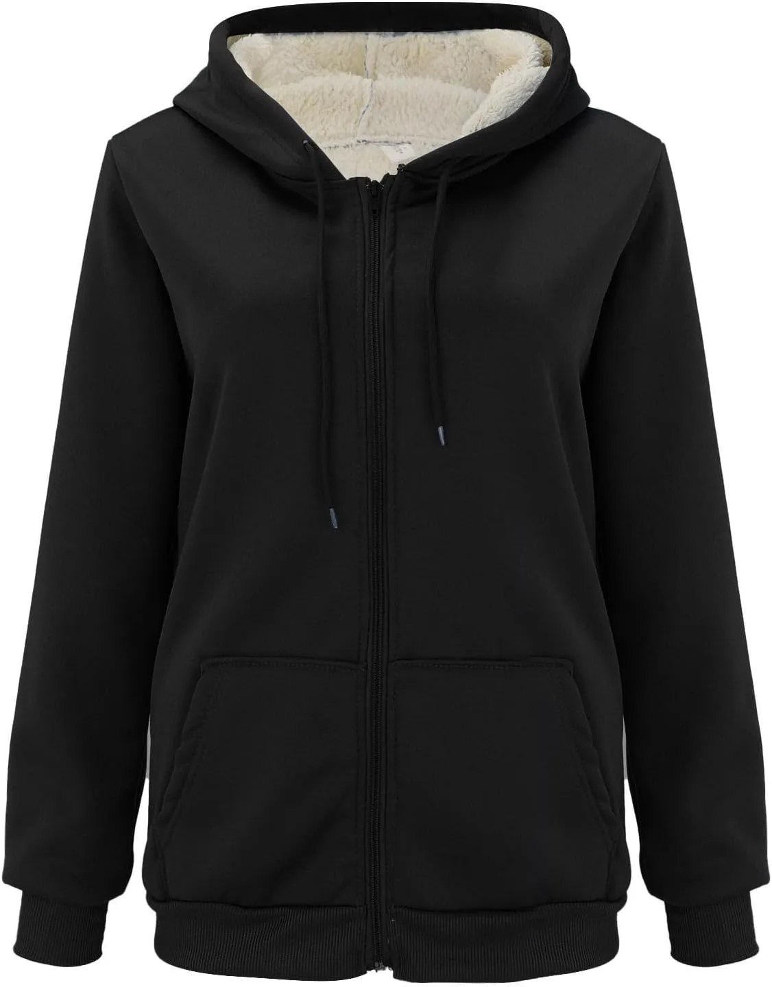 Womens Thick Wool Zip Up Hoodies Long Sleeve Sweatshirts Winter Fall Outfits Oversized Sweaters Casual