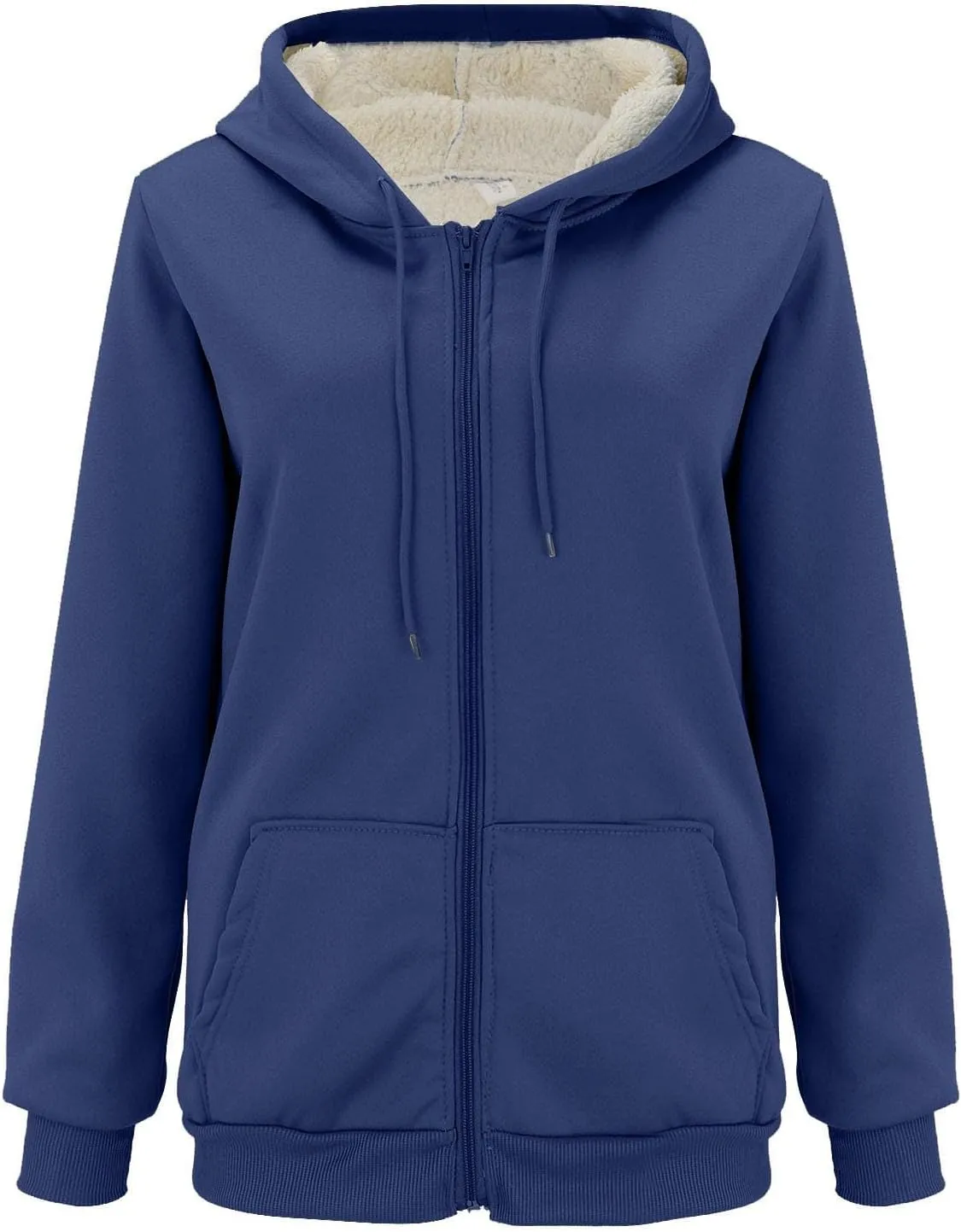Womens Thick Wool Zip Up Hoodies Long Sleeve Sweatshirts Winter Fall Outfits Oversized Sweaters Casual