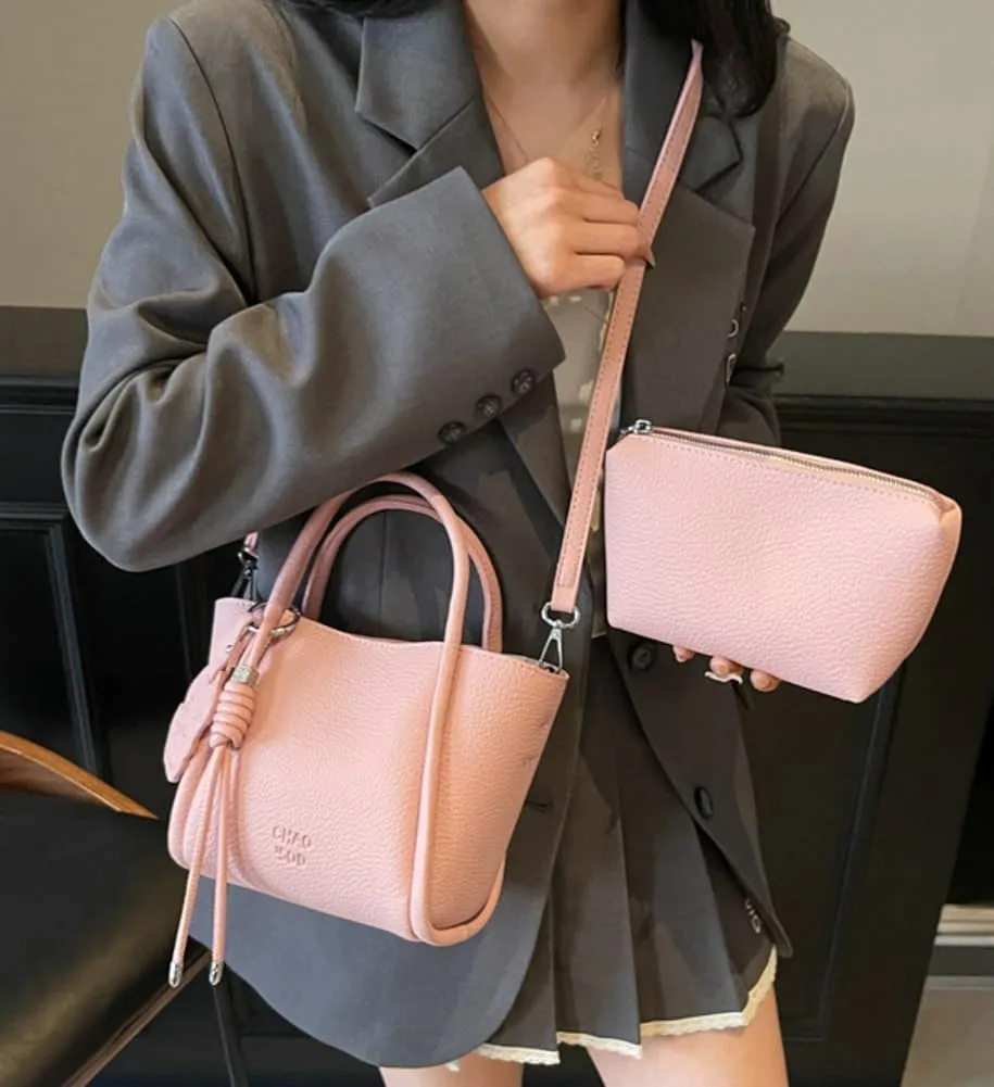 Women's Tote Bag Soft PU Leather Medium Size Shoulder Crossbody Bag Fashion Design Bucket Bag High-end Exquisite All-match