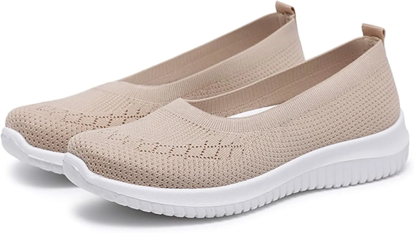 Womens Woven Orthopedic Breathable Soft Shoes Go Walking Women??s Breathable Walking Shoes Slip On Mesh Knitted Flats Gym Sneakers Lightweight Casual Easy Shoe Arch Support Orthopedic Flat Footwear