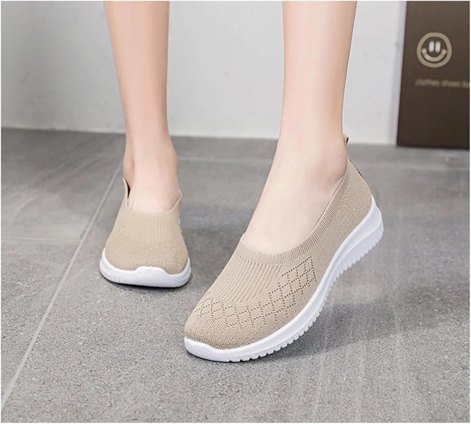 Womens Woven Orthopedic Breathable Soft Shoes Go Walking Women??s Breathable Walking Shoes Slip On Mesh Knitted Flats Gym Sneakers Lightweight Casual Easy Shoe Arch Support Orthopedic Flat Footwear