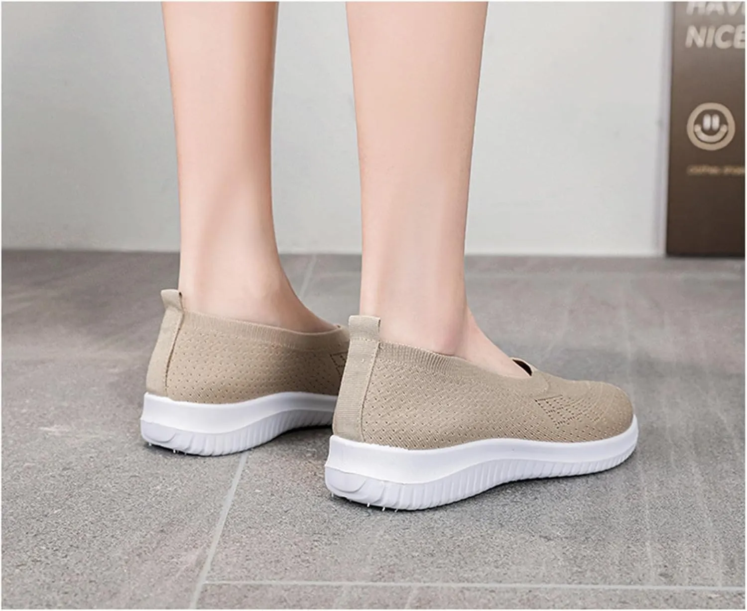 Womens Woven Orthopedic Breathable Soft Shoes Go Walking Women??s Breathable Walking Shoes Slip On Mesh Knitted Flats Gym Sneakers Lightweight Casual Easy Shoe Arch Support Orthopedic Flat Footwear