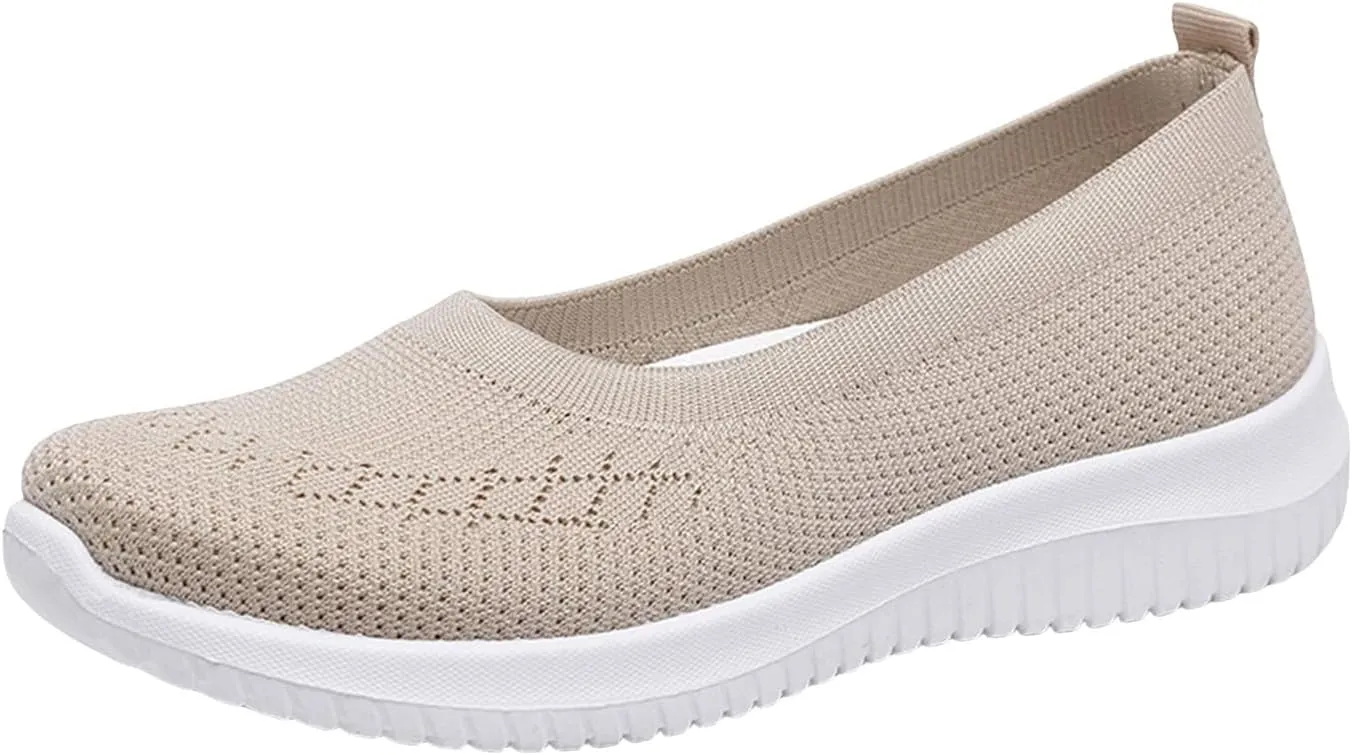 Womens Woven Orthopedic Breathable Soft Shoes Go Walking Women??s Breathable Walking Shoes Slip On Mesh Knitted Flats Gym Sneakers Lightweight Casual Easy Shoe Arch Support Orthopedic Flat Footwear