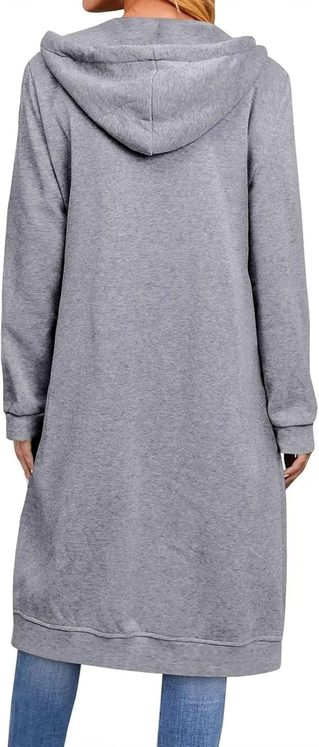 Women's Zip Up Hoodies Long Sleeve Winter Lightweight Hooded Sweatshirt Casual Jacket Coat with Pockets