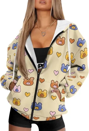 Womens Zip Up Hoodies with Pockets Soft Trendy Sweatshirt Casual Long Sleeve Jackets Fall Fashion Outfits