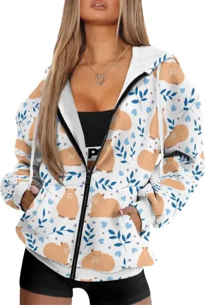 Womens Zip Up Hoodies with Pockets Soft Trendy Sweatshirt Casual Long Sleeve Jackets Fall Fashion Outfits