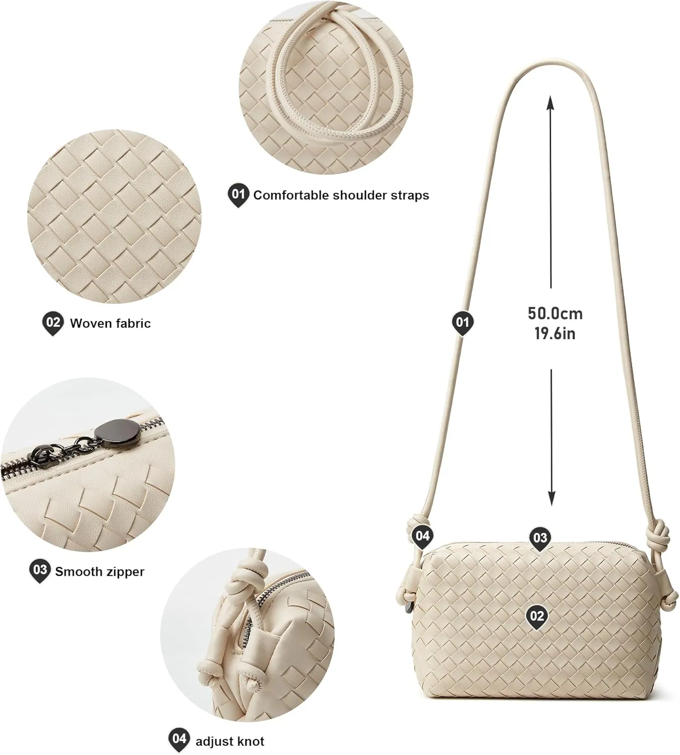 Woven Crossbody Bags for Women: Vegan Leather Purse - Handwoven Small Handbag- Trendy Shoulder Bag