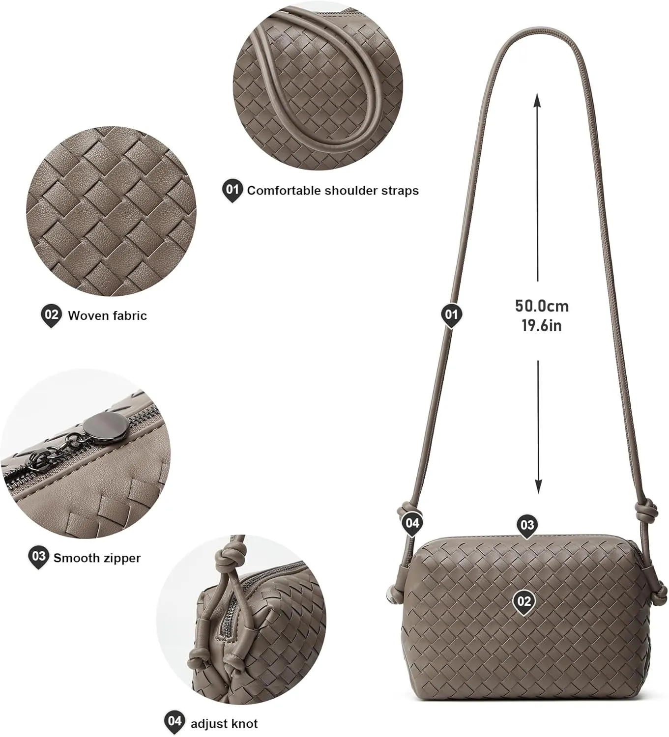 Woven Crossbody Bags for Women: Vegan Leather Purse - Handwoven Small Handbag- Trendy Shoulder Bag