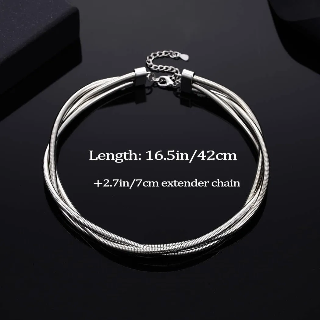 Yalice Gold Chunky Choker Necklace for Women Triple Snake Bone Wrap Choker Chain Necklaces Elastic Twristed Thick Collar African Jewelry Birthday Gift for Her