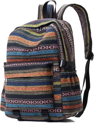 Yaopeing Casual Backpack for Women,Vintage Unique Style Fashion Backpacks Purse, Boho Ethnic Handbag Shoulder Bag,Blue