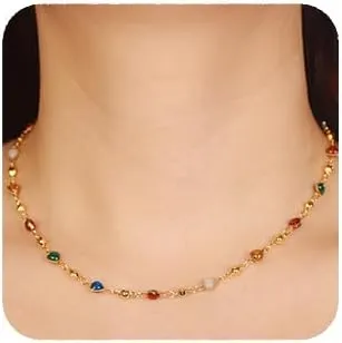 YERTTER Chic Colorful Crystal Zircon Choker Necklace Gold Short Collar Statement Adjustable Collar Choker for Women