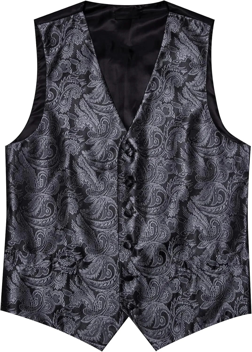 YOHOWA Mens Suit Vest Silk Tie Bowtie Set Paisley Jacquard Formal Waistcoat Clip Hanky Cufflinks Lapel Pin Wedding Party 8PCS