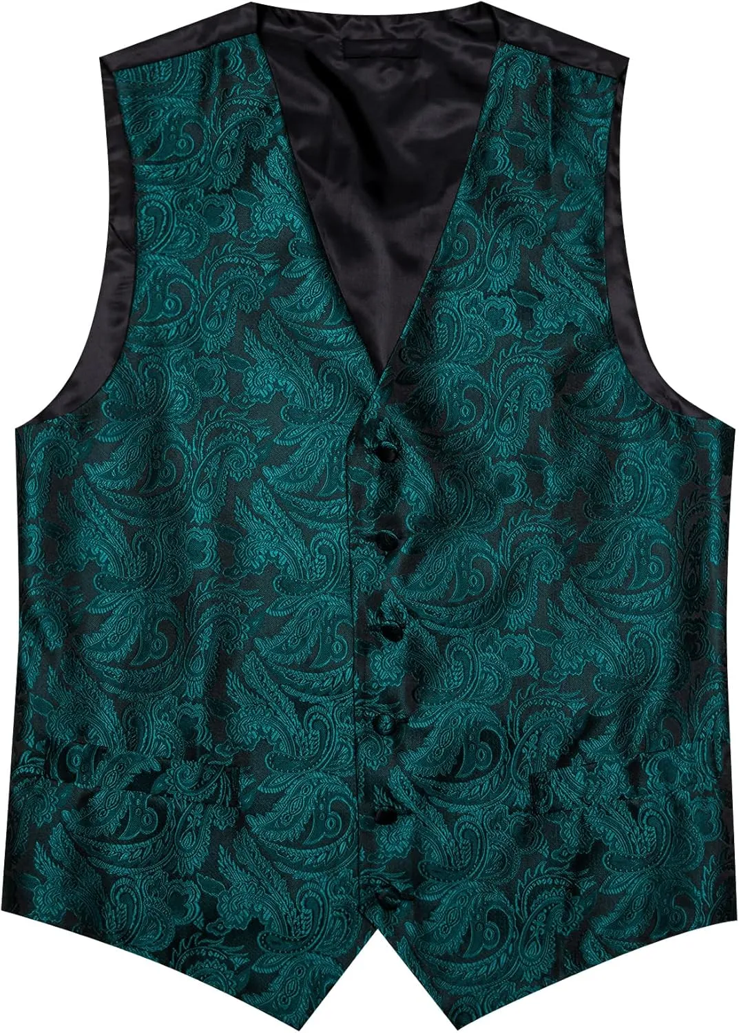 YOHOWA Mens Suit Vest Silk Tie Bowtie Set Paisley Jacquard Formal Waistcoat Clip Hanky Cufflinks Lapel Pin Wedding Party 8PCS