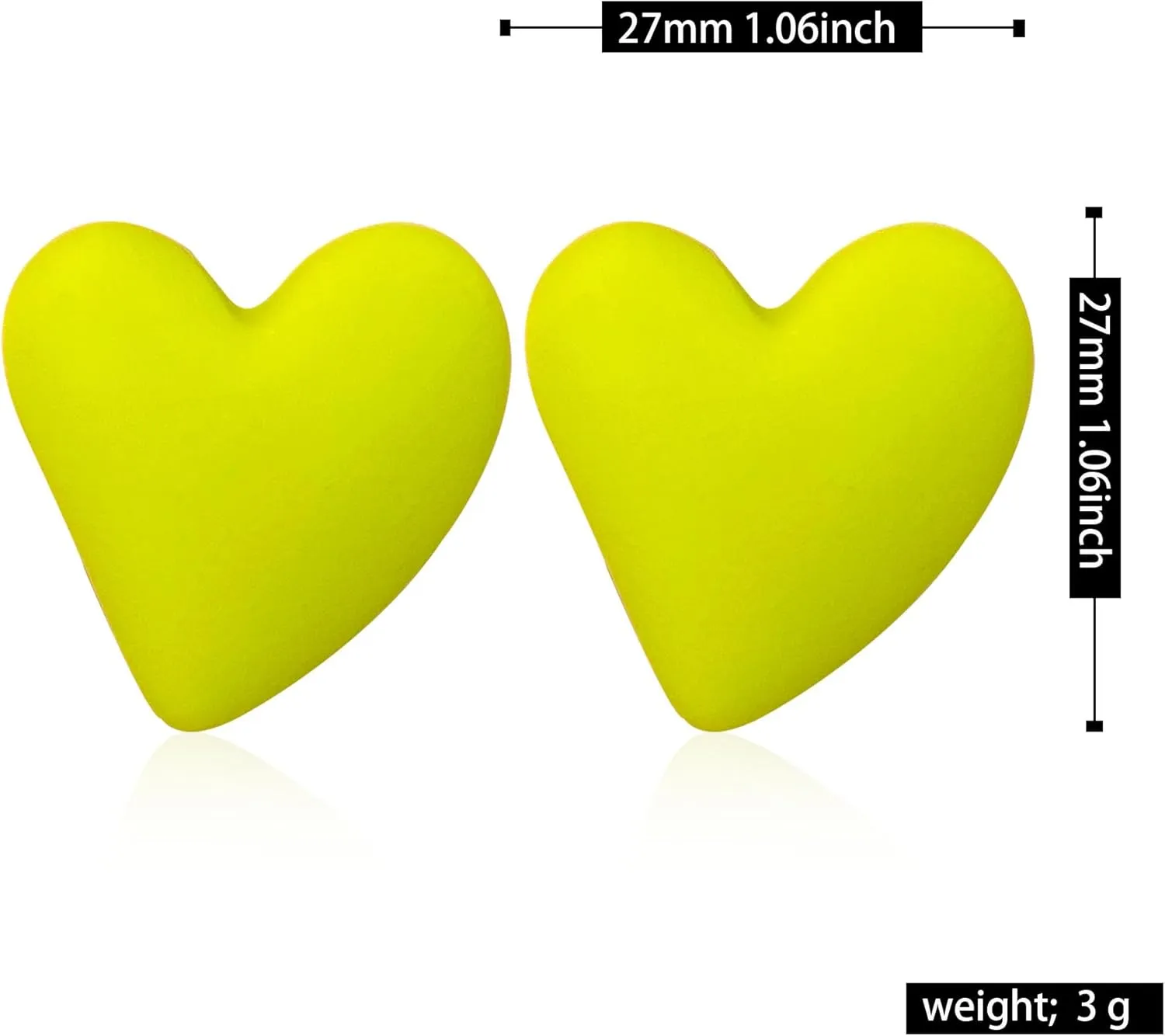 YUNXI Geometric Large Heart Earrings for Women Candy Solid Color Big Love Acrylic Geometric Stud Valentines Day