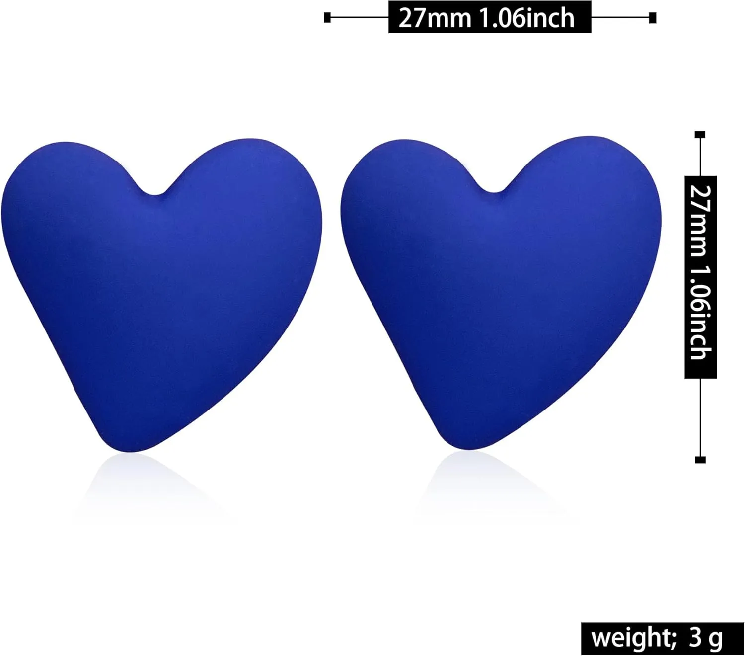 YUNXI Geometric Large Heart Earrings for Women Candy Solid Color Big Love Acrylic Geometric Stud Valentines Day
