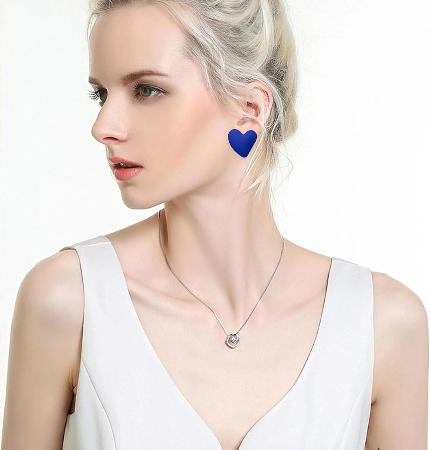 YUNXI Geometric Large Heart Earrings for Women Candy Solid Color Big Love Acrylic Geometric Stud Valentines Day