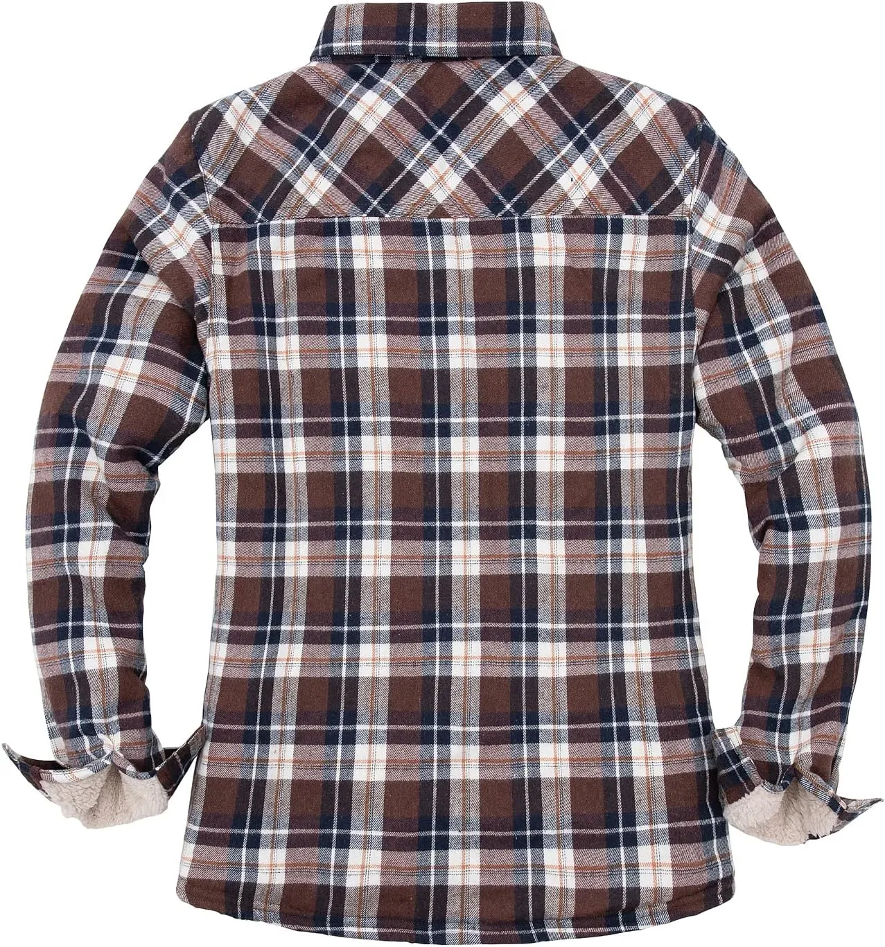 ZENTHACE Womens Sherpa Fleece Lined Flannel Jacket Button Down Plaid Flannel Shirt Jacket(All Sherpa Lining)
