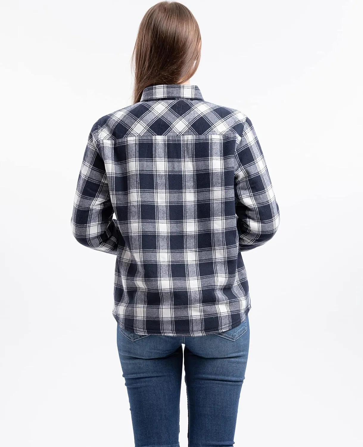 ZENTHACE Womens Sherpa Fleece Lined Flannel Jacket Button Down Plaid Flannel Shirt Jacket(All Sherpa Lining)