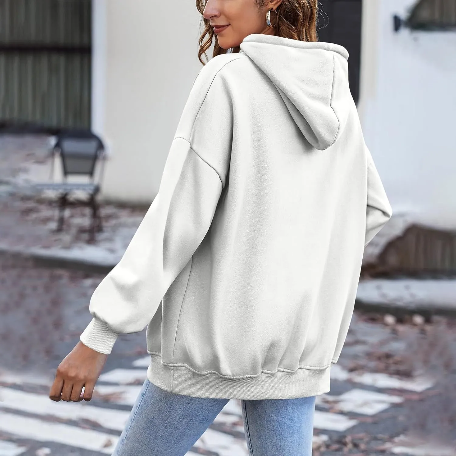Zip Up Hoodie for Women 2024 Fall Oversized Sweatshirt Cute Long Sleeve Jacket Crewneck Hooded Outerwear with Pocket