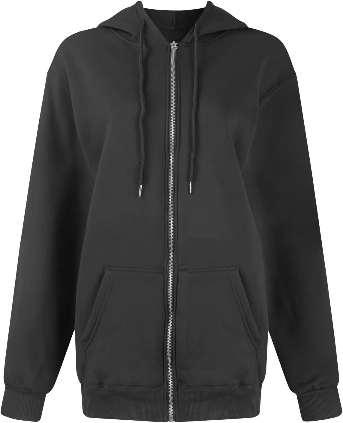 Zip Up Hoodie for Women 2024 Fall Oversized Sweatshirt Cute Long Sleeve Jacket Crewneck Hooded Outerwear with Pocket