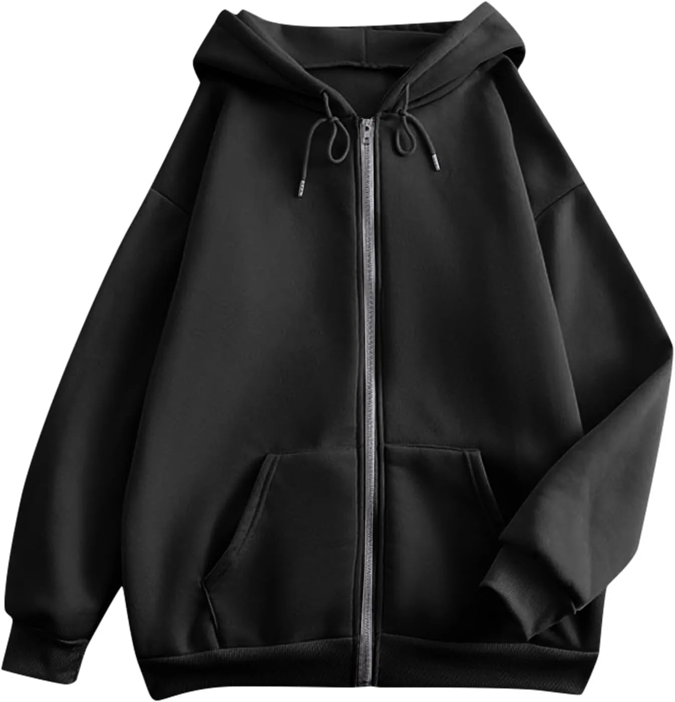 Zip Up Hoodie Women Fleece Oversized Sweatshirt Hoodies Casual Drawstring Athletic Gym Sweat Jackets with Pockets