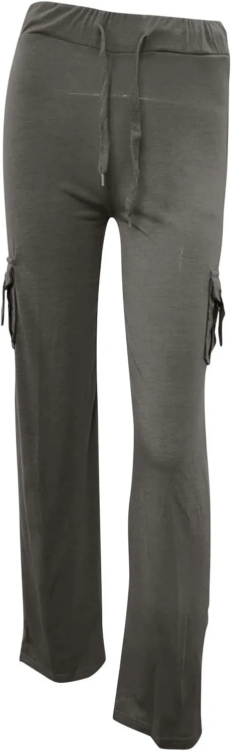 ZWRXW Cargo Pants Women High Waist Stretch Trousers Yoga Pants Casual Slim Fit Comfy Athletic Sweatpants with Pockets