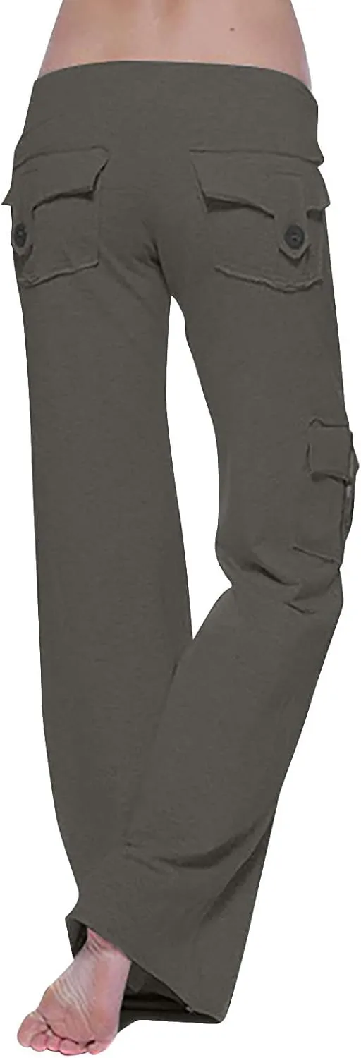 ZWRXW Cargo Pants Women High Waist Stretch Trousers Yoga Pants Casual Slim Fit Comfy Athletic Sweatpants with Pockets