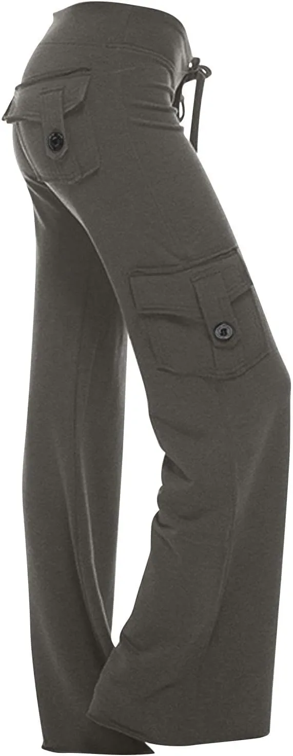 ZWRXW Cargo Pants Women High Waist Stretch Trousers Yoga Pants Casual Slim Fit Comfy Athletic Sweatpants with Pockets