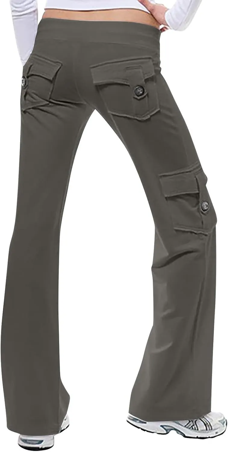 ZWRXW Cargo Pants Women High Waist Stretch Trousers Yoga Pants Casual Slim Fit Comfy Athletic Sweatpants with Pockets