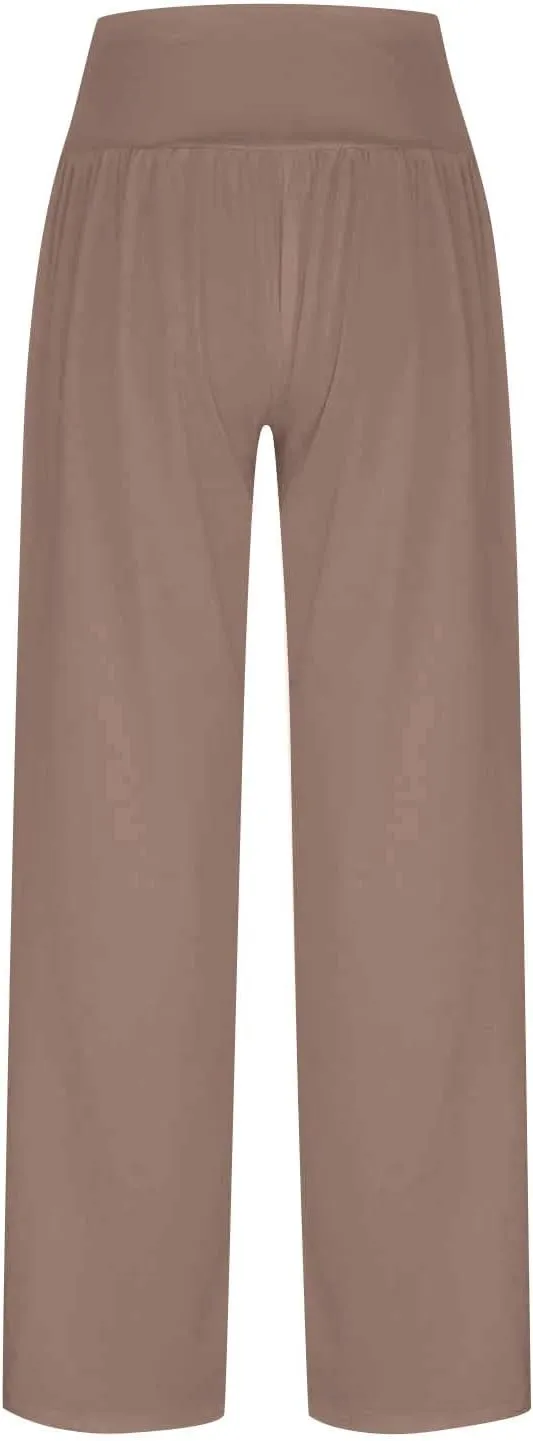 ZWRXW Wide Leg Yoga Pants for Women High Waisted Comfy Casual Loose Sweatpants Athletic Lounge Pants Trousers with Pockets